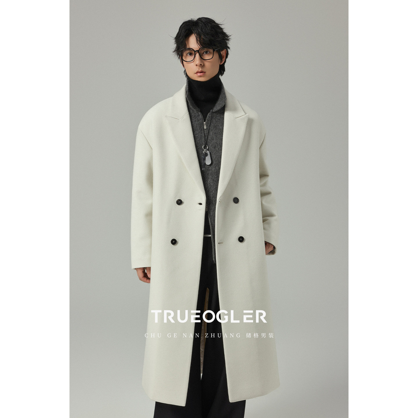 【储格】极简轻奢毛呢大衣男中长款过膝老钱复古外套冬季加厚外衣,男装,毛呢大衣,淘宝优惠券,粉丝福利购,淘宝优惠卷