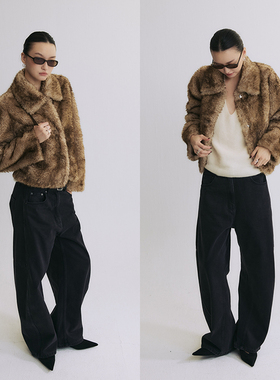 SLO“胶片女友”毛毛外套女2025新环保仿真皮草短款高级时尚外搭