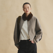 SLO 外套 圆领松弛插肩上衣26年春短款 春日伯爵茶 羊毛外套经典