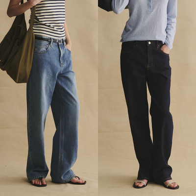 SLO“黑金步履 裤王”直筒牛仔裤环保水洗经典时髦宽松直筒裤子女