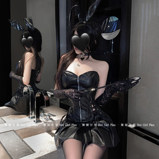 万圣节服装制服套装纯欲性感女王装PU皮裙夜店辣妹cosplay兔女郎