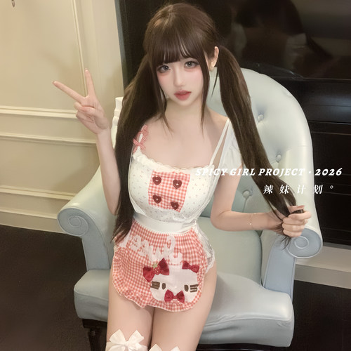 辣妹计划~可爱睡裙女带胸垫吊带性感睡衣约会战袍纯欲风女仆制服