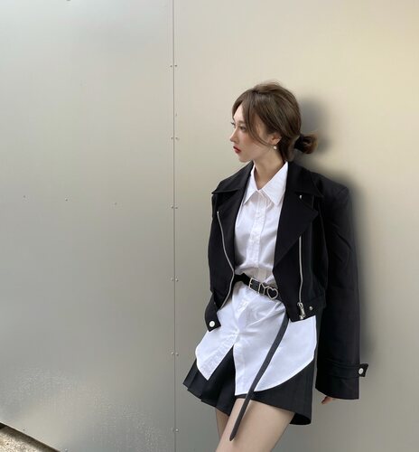 暗黑机车风哑光感十足夹克短外套
