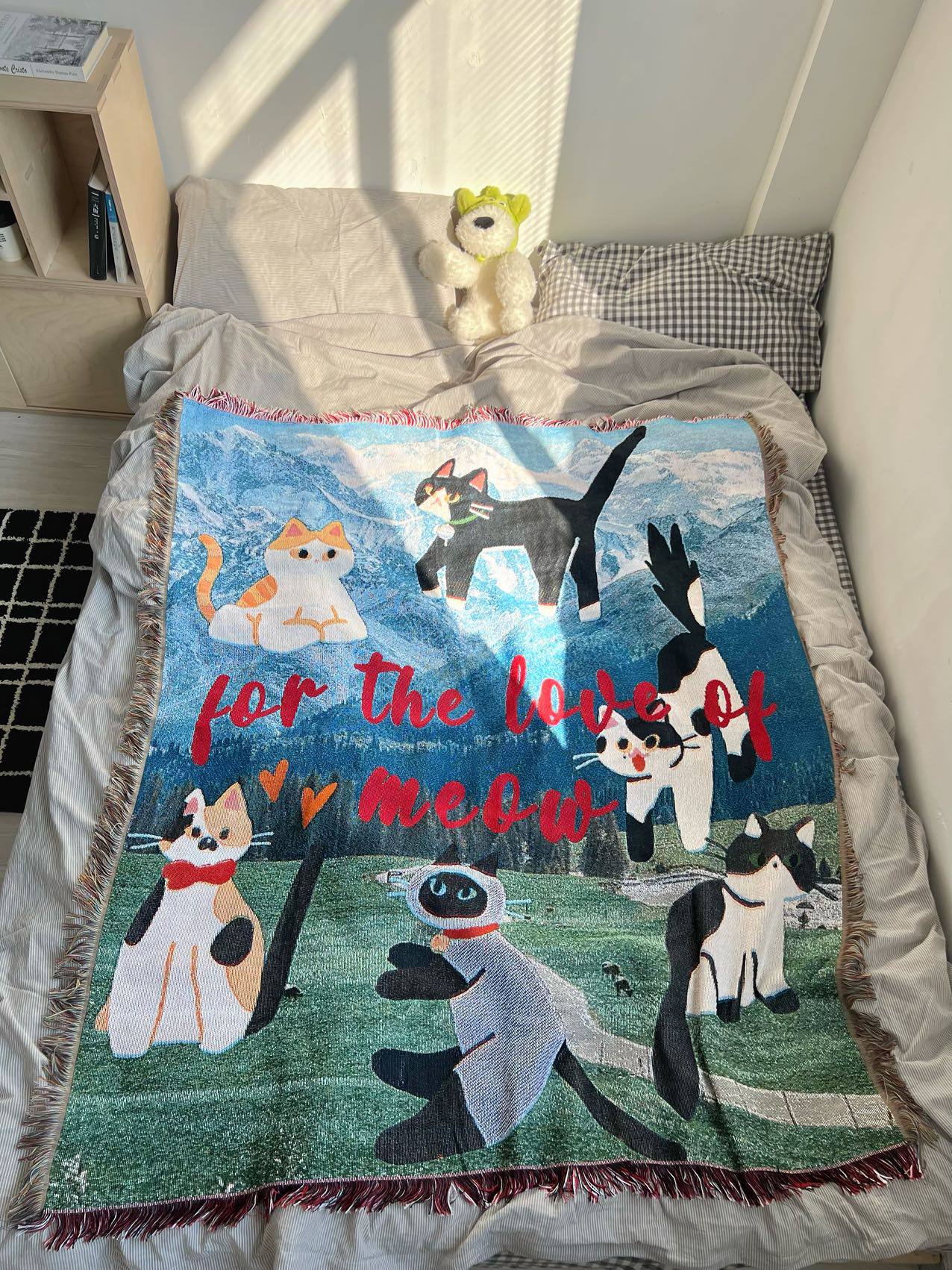 For the Love of meow猫咪风景中古风卧室布置盖毯床毯子毛毯挂毯