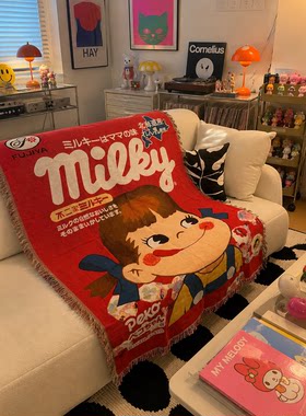 日系pop原宿风格 Milky人物毯子可爱毛毯卧室盖毯房间装饰不二家