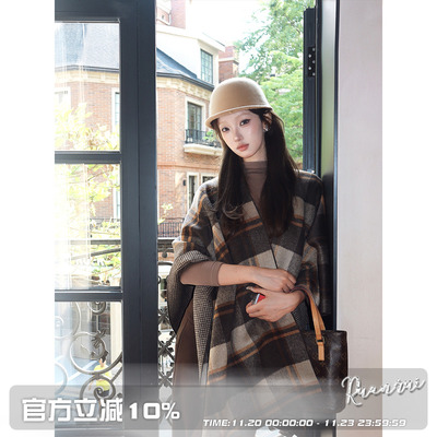 松弛贵气双面可穿披肩斗篷