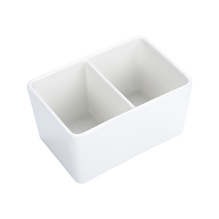 史明克陶瓷笔洗 笔筒 大号二格 水 彩画笔白瓷方形洗笔桶  文房四宝 洗毛笔