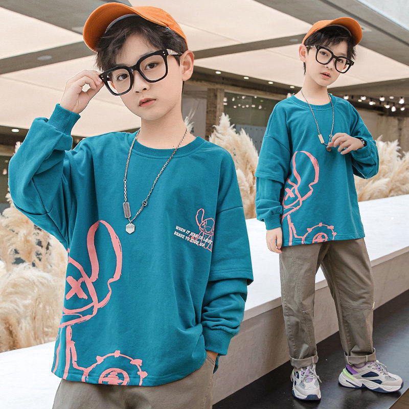 Boy Sweater False two children Autumn jacket CUHK Autumn 2021 new pattern Kids bottoming shirtin the Children/Baby/Family fitted , Sweater/Fleece  category - from Buy2taobao.com to provide professional Taobao agent buy service