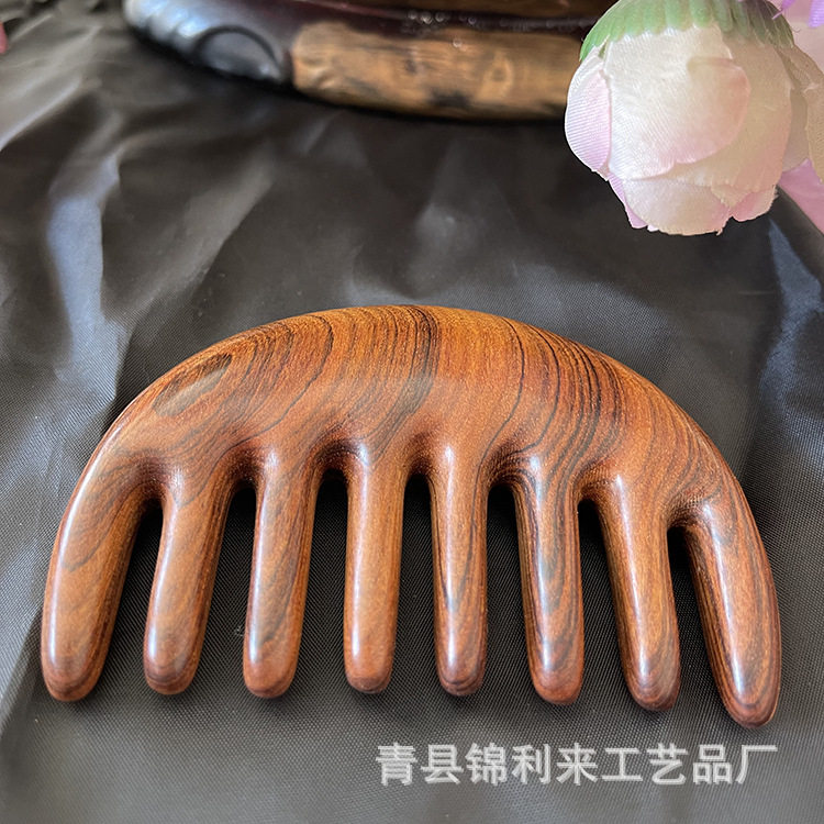 梳理经络梳通乳腺头颈手腿部按刮痧半月直齿按梳美发梳檀木