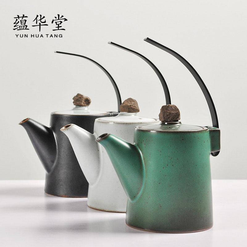 粗陶提梁壶日式手工陶瓷功夫茶具茶壶窑变创意个性提梁壶单壶