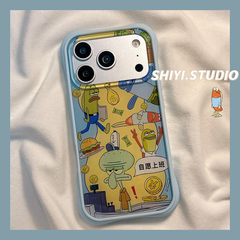 趣味自愿上班章鱼哥比奇堡适用苹果17promax手机壳16pro新款iphon17卡通15pro少女心15硅胶14防摔13可爱硬壳