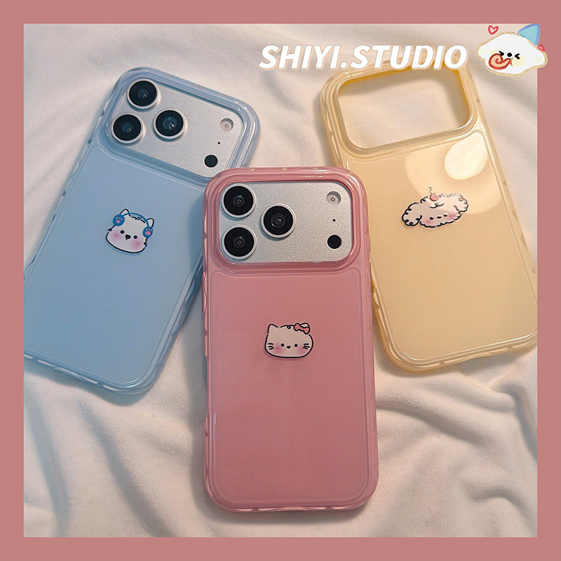 可爱糖果色卡通猫咪小狗适用苹果17promax手机壳16pro新款iphon17日韩15pro女款16硅胶14防摔15小众简约软壳