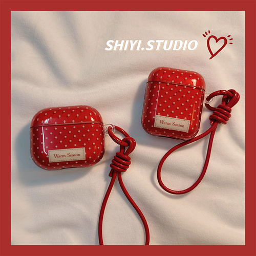 韩风ins新年红色简约波点适用AirPods保护套新款Pro2苹果耳机壳1/2代无线蓝牙3代airpodspro3代软防摔保护壳