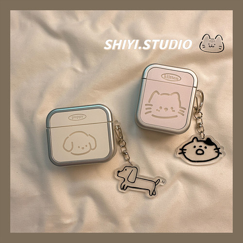 韩系ins可爱猫猫狗狗适用AirPods4保护套新款Pro2苹果耳机壳情侣1/2代无线蓝牙3代airpodspro3代软防摔保护壳