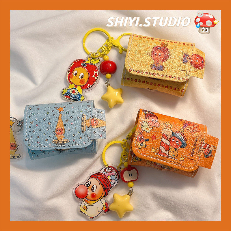 卡通可爱星星人翻盖皮质适用AirPods4保护套新款Pro2苹果耳机壳1/2代无线蓝牙3代airpodspro3代软防摔保护壳