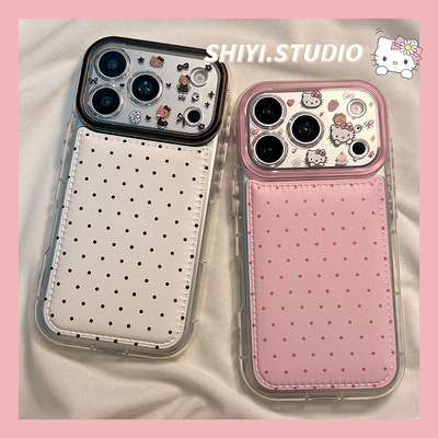 日韩ins简约少女心波点适用苹果17promax手机壳16pro新款iphon17小众15pro女款16硅胶14pro防摔13可爱皮质软