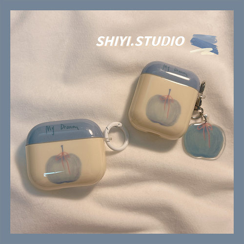 韩系ins蓝色苹果适用AirPods4保护套新款iPod苹果耳机壳小众简约1/2代无线蓝牙3代airpodspro2代软防摔保护壳