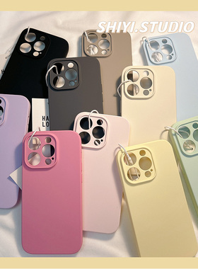 韩系ins液态硅胶纯色适用苹果16promax手机壳15pro新款iphon13高级14pro男女款15硅胶16Pro创意16小众全包软
