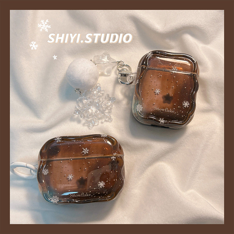 复古秋冬晕染棕底雪花适用AirPods4保护套新款Pro2苹果耳机壳带挂饰1/2代蓝牙3代airpodspro三代软防摔保护壳,3C数码配件,耳机保护套,淘宝优惠券,粉丝福利购,淘宝优惠卷