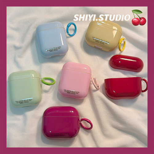 韩系ins风简约纯色英文适用AirPods4保护套新款Pro2苹果耳机壳小众1/2代蓝牙3代airpodspro三代软防摔保护壳