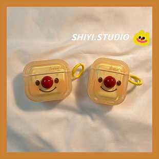 立体红鼻子卡通小丑适用AirPods4保护套新款pro2苹果耳机壳丑萌1/2代无线蓝牙盒3代airpodspro三代防摔保护壳