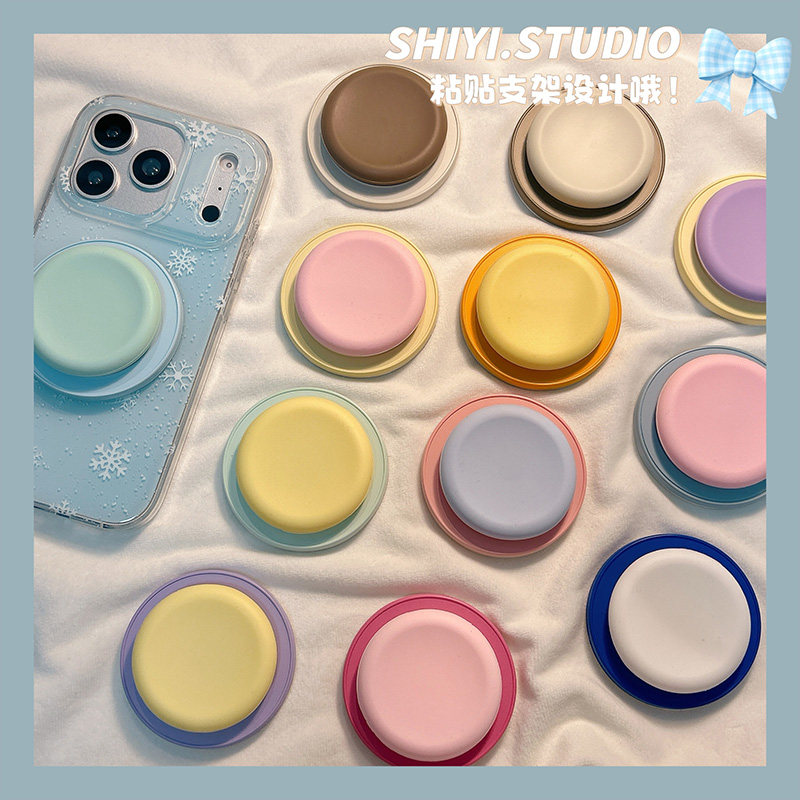 ins风简约拼色糖果色手机壳支架气囊伸缩粘贴式背贴支架高级小众