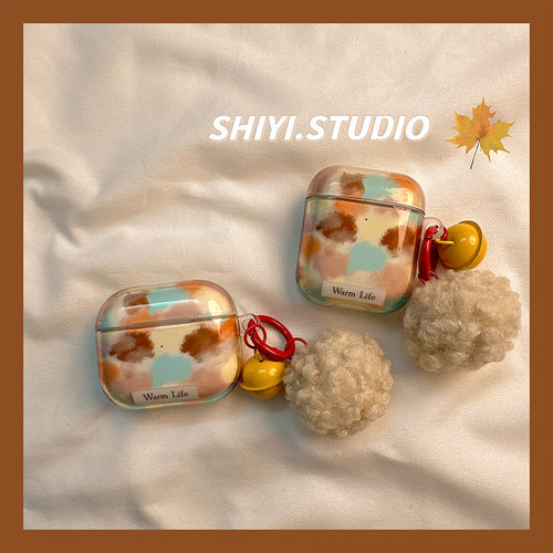 秋冬ins油画水彩适用AirPods4保护套新款Pro2苹果耳机壳铃铛挂饰1/2代无线蓝牙3代airpodspro三代防摔保护壳