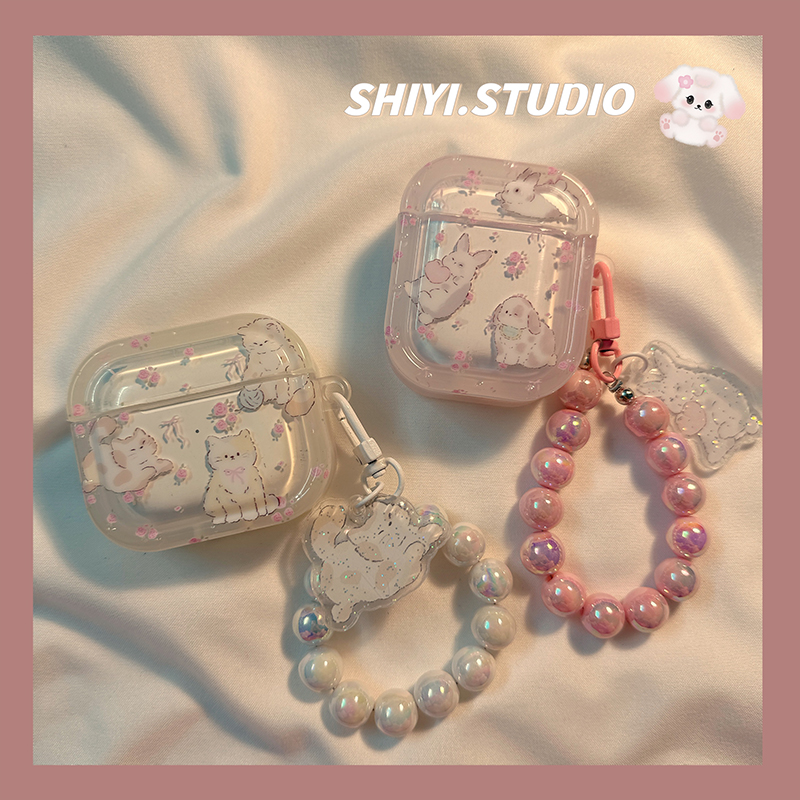 日韩ins花朵卡通猫咪兔子耳机壳