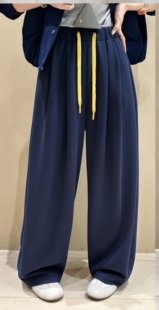 女洋气减龄弯刀裤 百搭松紧腰抽绳休闲裤 气球 时尚 蒂娜25秋羊绒新款