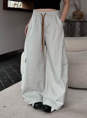 欧货春季新款速干工装裤女2026松紧腰抽绳显瘦百搭休闲裤工装裤女