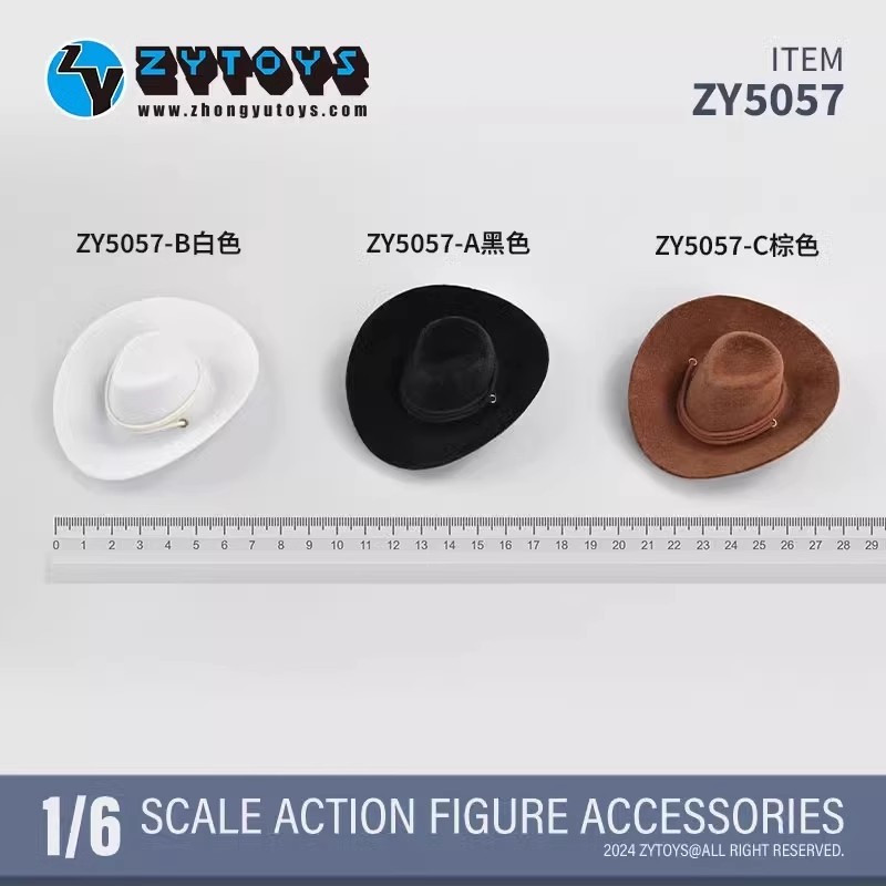 ZYTOYS1/6男兵人ZY5057 帽子经典款西部牛仔牛仔帽手办模型 现货
