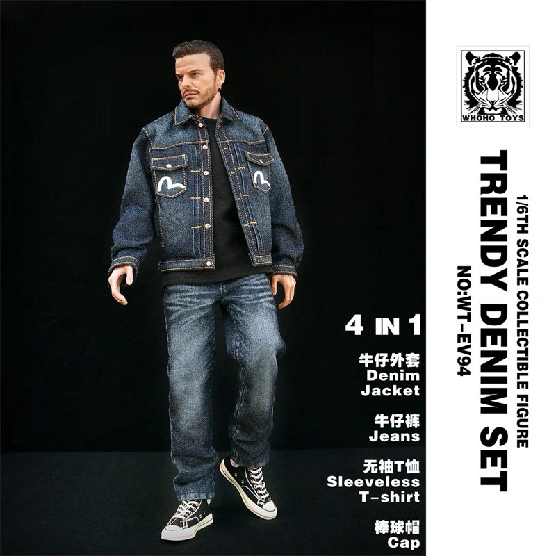 现货 WHOHO TOYS 1/6男兵人 WT-EV94潮流丹宁套装 12寸配件模型
