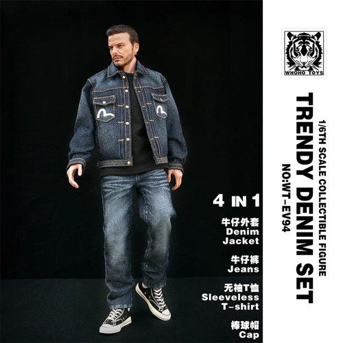 现货 WHOHO TOYS 1/6男兵人 WT-EV94潮流丹宁套装 12寸配件模型
