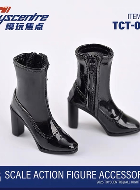 1/6 女兵人 TCT-047 空心皮鞋 短靴方头粗跟 黑色百搭高跟鞋 现货