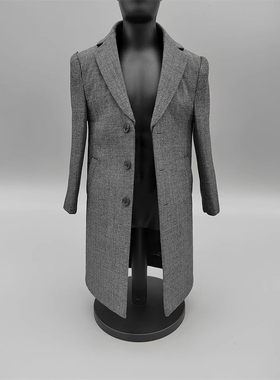 现货 1/6兵人男士灰色大衣风衣Toy center西装可配标准肌肉素体