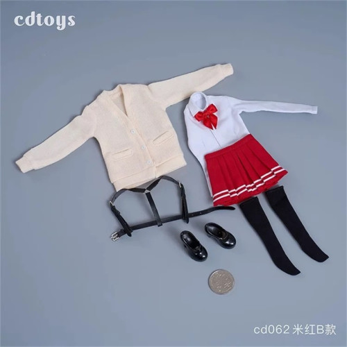 cdtoys cd062 1/6女兵人 学生开衫jk裙套装 适配1/6包胶素体 现货