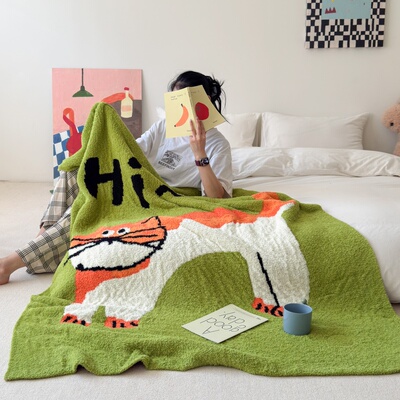 可爱风卡通小狗针织毛毯