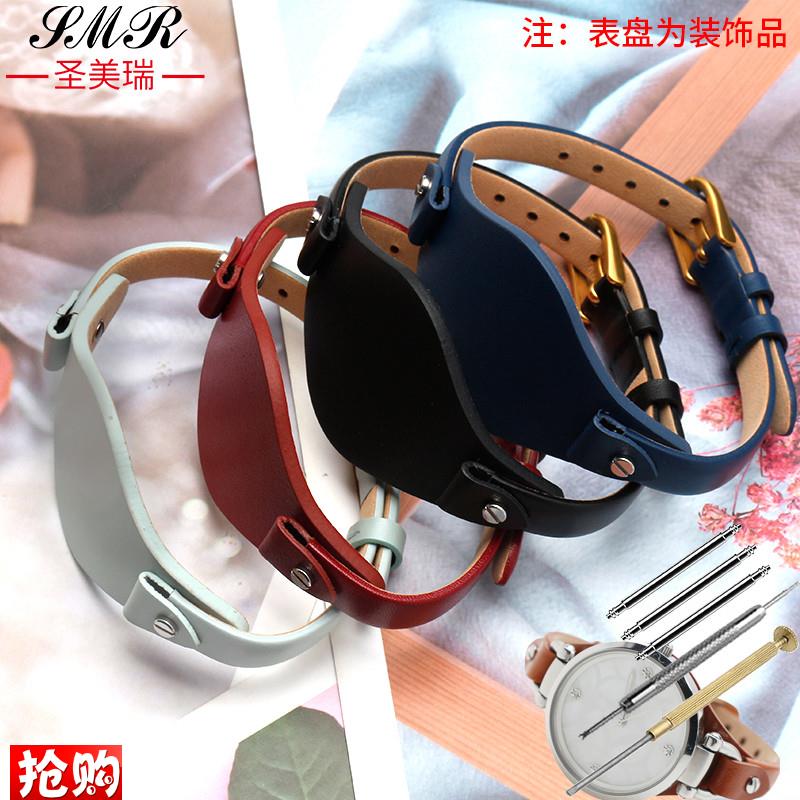 原装适用小尺寸女士真皮手表带化石ES3077ES2830ES3262ES3060皮表