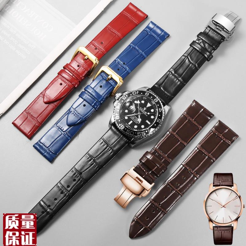 手表带超c薄真皮男柔软牛皮表链女款适配DW天梭阿玛尼依波CK罗西