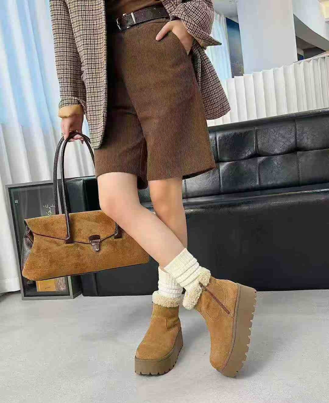 1cothen女鞋欧洲站女鞋2025新款秋冬加绒保暖马丁靴女短靴子