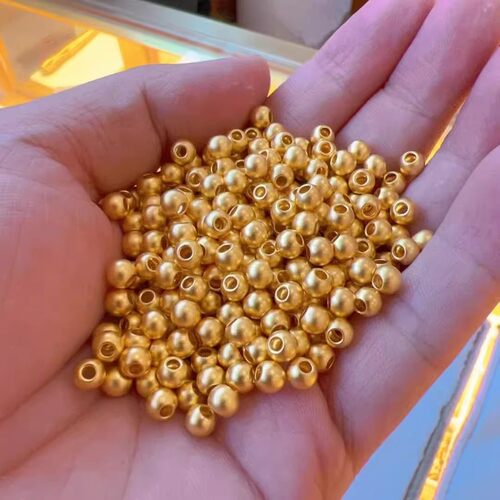 瑞财铺【A】古法光面DIY圆珠散珠子古法3D硬金配件编绳手链转运珠