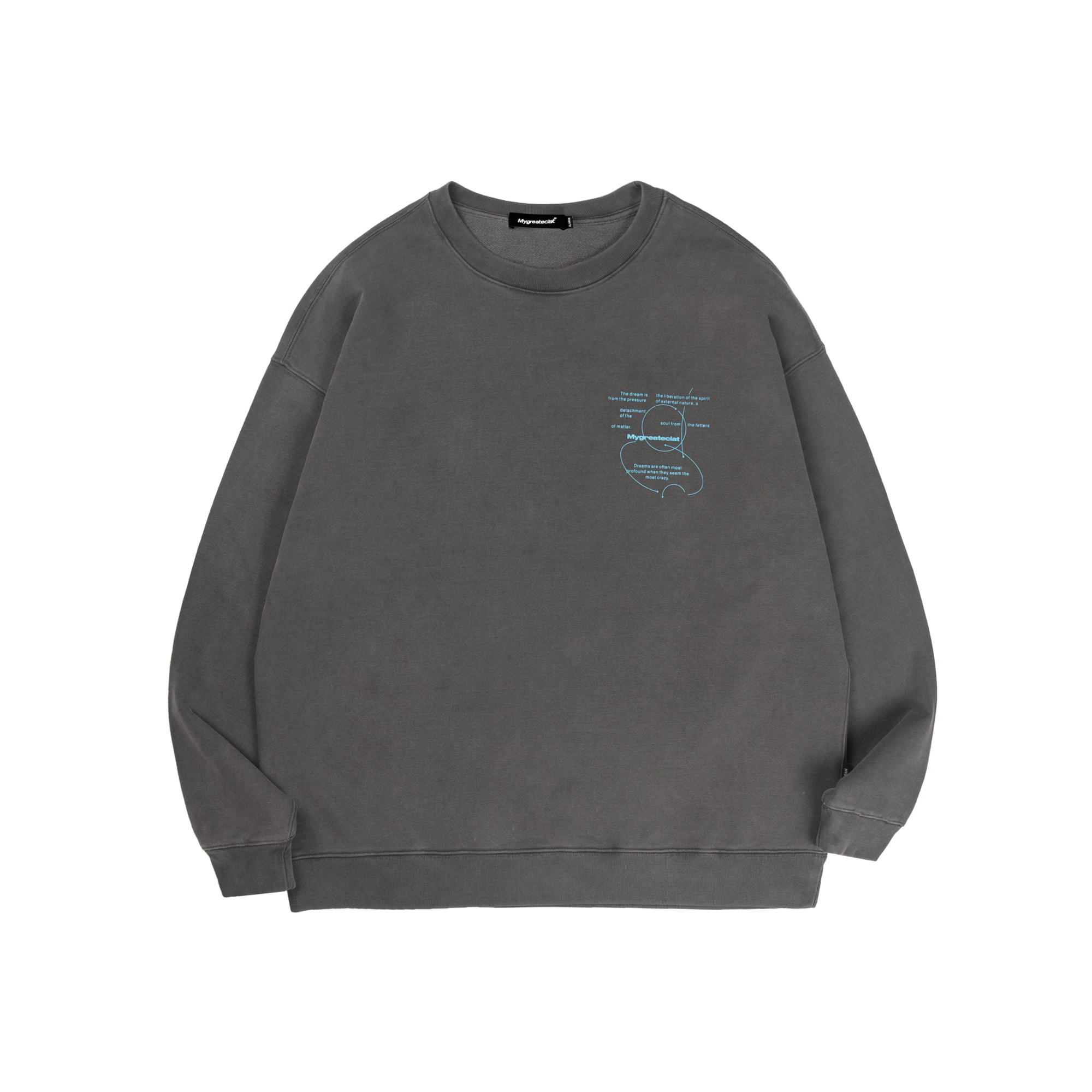 MYGE套色水洗做旧圆领套头卫衣