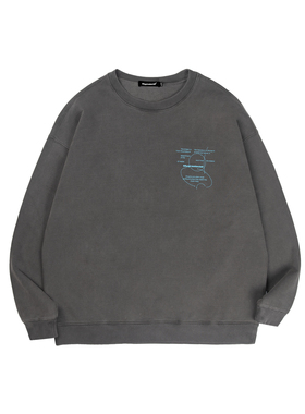 MYGE套色重磅洗水思绪轨迹印花圆领纯棉卫衣