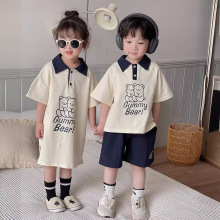 德国进口儿童兄妹装套装夏季新款男童韩版卡通休闲短裤女童卫