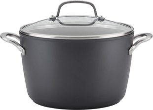 美国代购 硬质氧化铝不粘锅汤锅带盖8夸脱电磁炉适用 KitchenAid