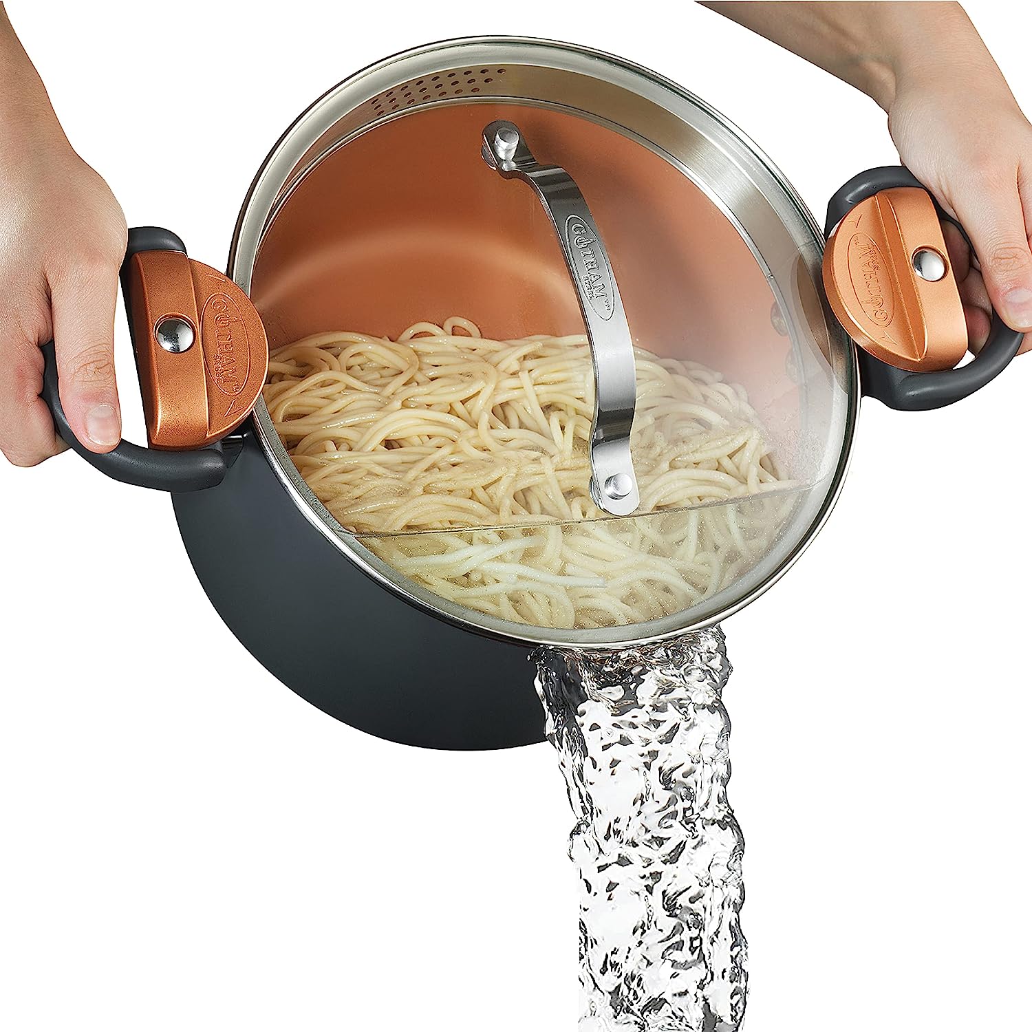 美国代购Gotham Steel Pasta Pot多功能不粘陶瓷表面意大利面锅