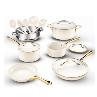 and 陶瓷不粘鍋鍋具6件套 Steel 美國代購 Pots Set Gotham Pans