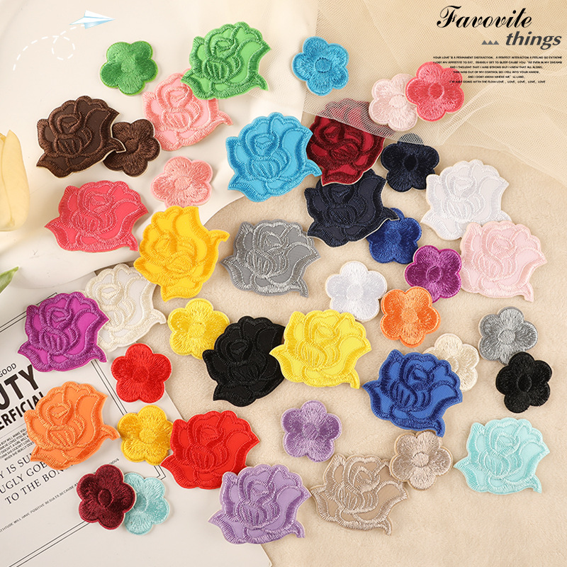 衣服梅花玫瑰花朵小号刺绣布贴