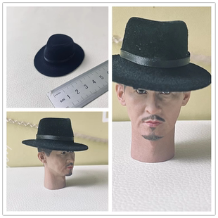 现货 1/6 兵人模型 礼帽 黑色特务礼帽 西部牛仔 礼帽 复古遮阳帽