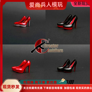 现货1/6女兵人玩偶皮鞋  高跟鞋模型 适合Phicen全包胶钢骨女素体
